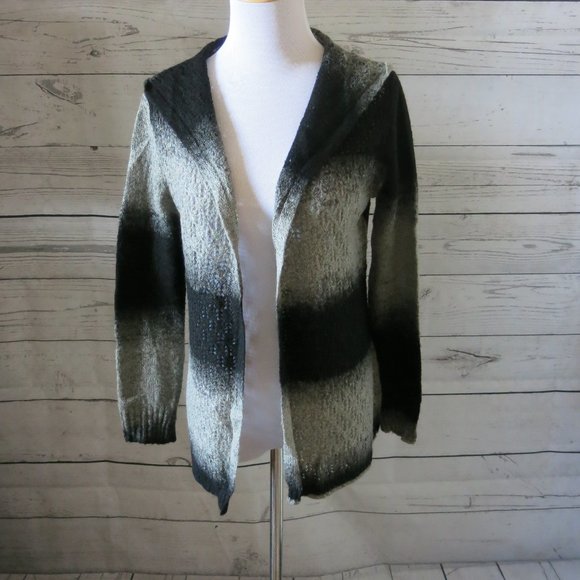 Cynthia Rowley Ombre Wool Blend Open Front Hooded Cardigan Sweater - Size PL - Picture 2 of 5